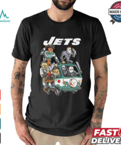 Official New York Jets NFL Horror Characters Movie Hippie Halloween Shirt