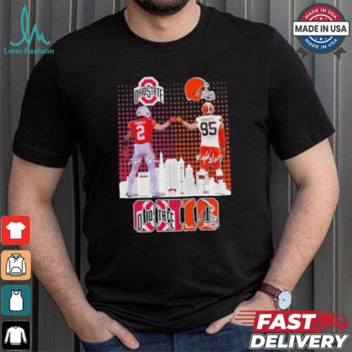 Official Ohio Sports Teams Emeka Egbuka And Myles Garrett Signatures Shirt