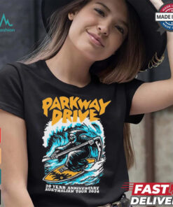 Official Parkway Drive 20 Year Anniversary Australian Tour 2024 Surfing Reaper t shirt