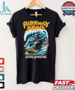Official Parkway Drive 20 Year Anniversary Australian Tour 2024 Surfing Reaper t shirt