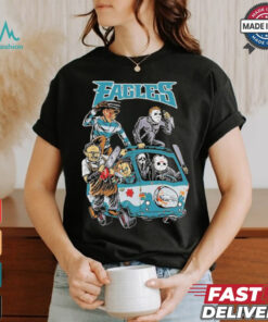 Official Philadelphia Eagles NFL Horror Characters Movie Hippie Halloween Shirt