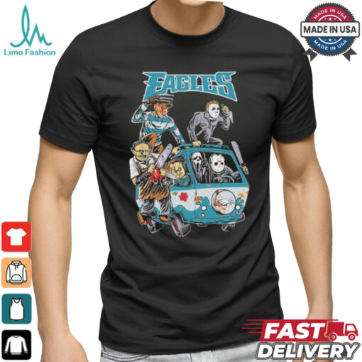 Official Philadelphia Eagles NFL Horror Characters Movie Hippie Halloween Shirt