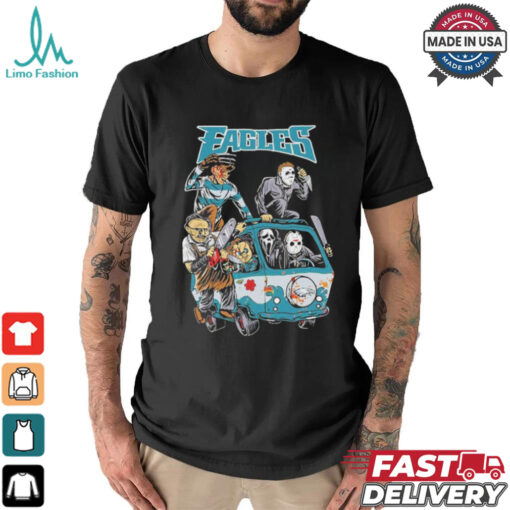Official Philadelphia Eagles NFL Horror Characters Movie Hippie Halloween Shirt