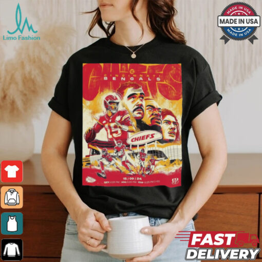 Official Poster NFL 2024 Kansas City Chiefs vs. Cincinnati Bengals 15 09 2024 Graphic t shirt