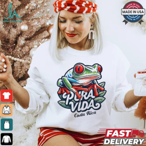 Official Pura vida Costa rica red eyed tree frog T shirt
