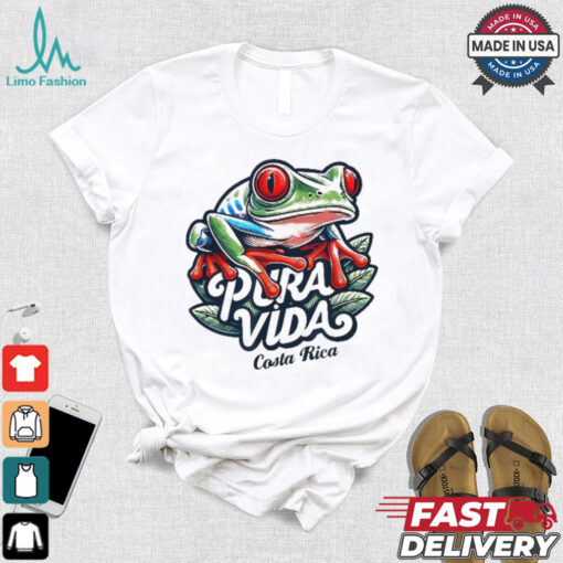 Official Pura vida Costa rica red eyed tree frog T shirt