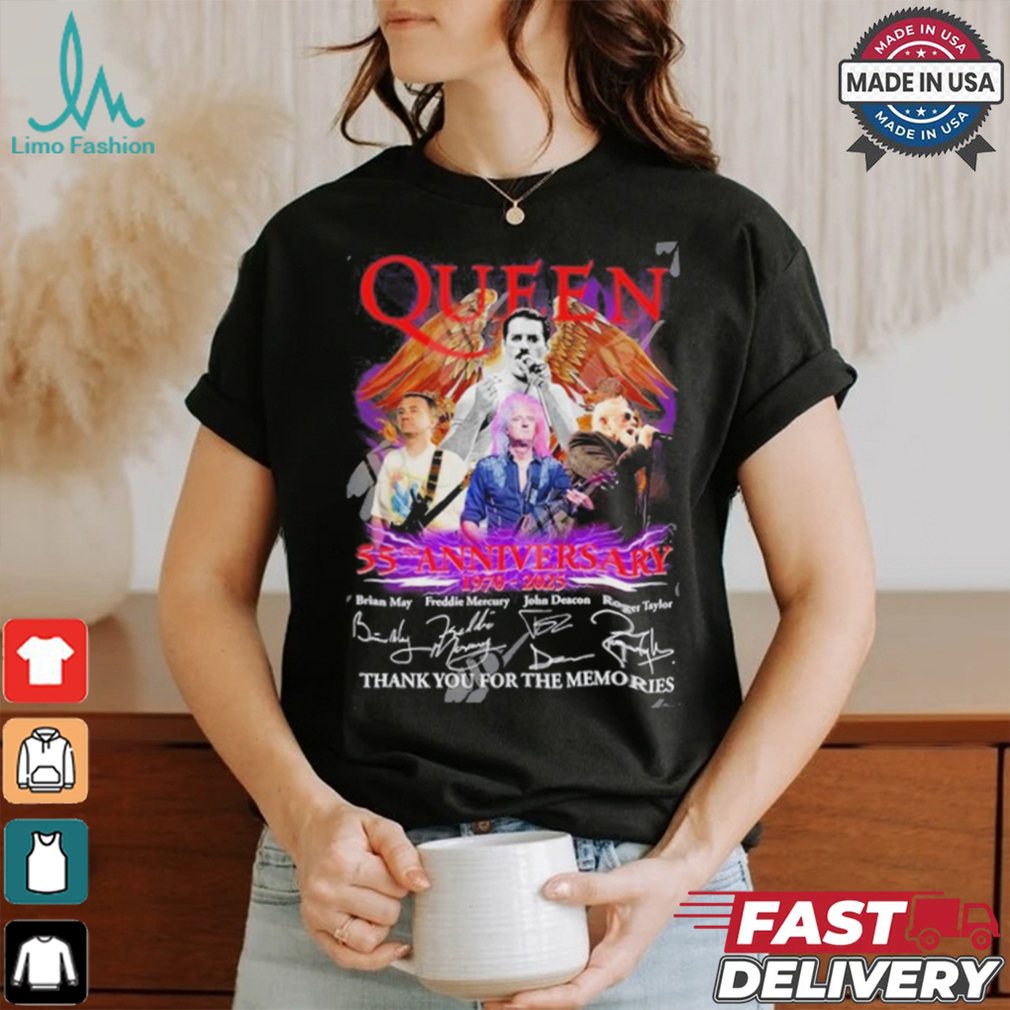 Official Queen 55th Anniversary 1970 – 2025 Thank You For The Memories T Shirt Official Queen 55th Anniversary 1970 – 2025 Thank You For The Memories T Shirt
