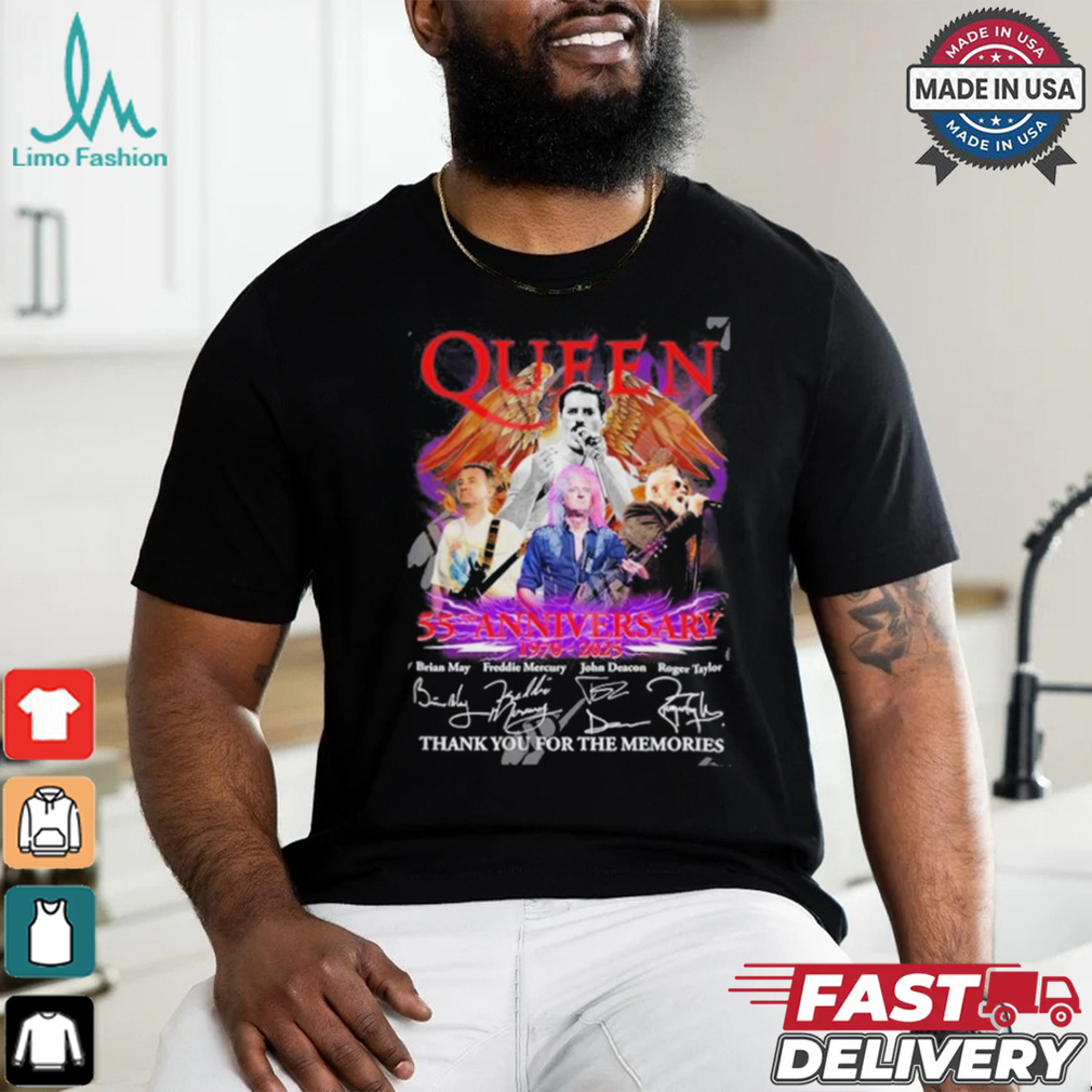 Official Queen 55th Anniversary 1970 – 2025 Thank You For The Memories T Shirt Official Queen 55th Anniversary 1970 – 2025 Thank You For The Memories T Shirt
