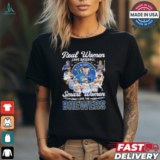 Official Real women love baseball smart women love the Milwaukee Brewers 2024 season players signatures shirt