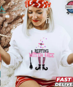 Official Resting witch face halloween broomstick T shirt