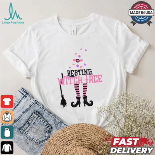 Official Resting witch face halloween broomstick T shirt
