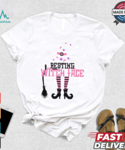 Official Resting witch face halloween broomstick T shirt