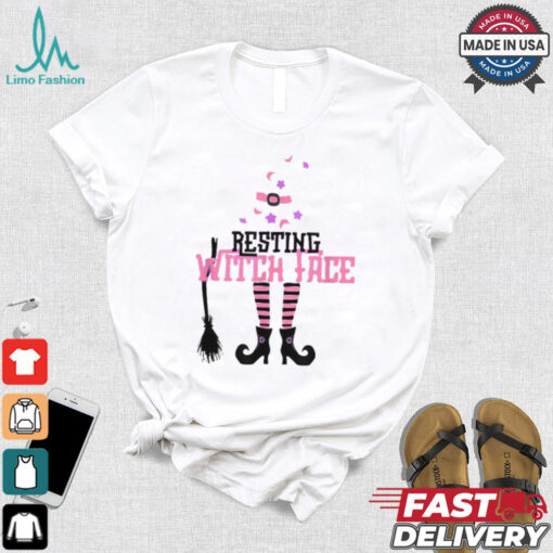 Official Resting witch face halloween broomstick T shirt