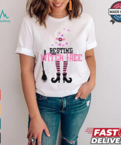 Official Resting witch face halloween broomstick T shirt