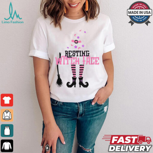 Official Resting witch face halloween broomstick T shirt
