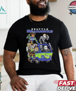 Official Seattle Seahawks NFL Horror Characters Movie Hippie Halloween Shirt