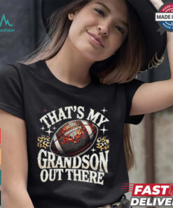 Official That’s my grandson Football game grandma leopard bling bling pullover T shirt