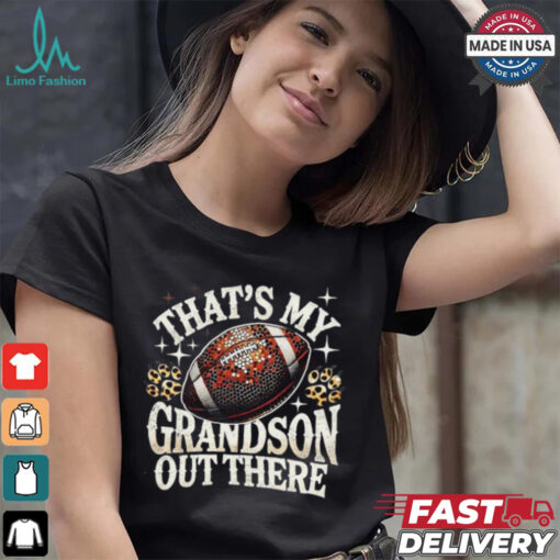 Official That’s my grandson Football game grandma leopard bling bling pullover T shirt