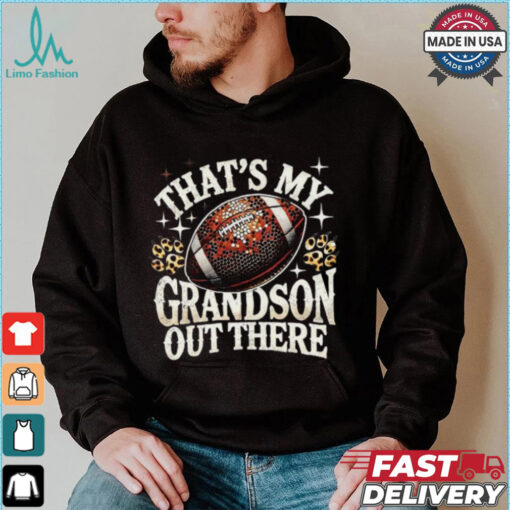 Official That’s my grandson Football game grandma leopard bling bling pullover T shirt