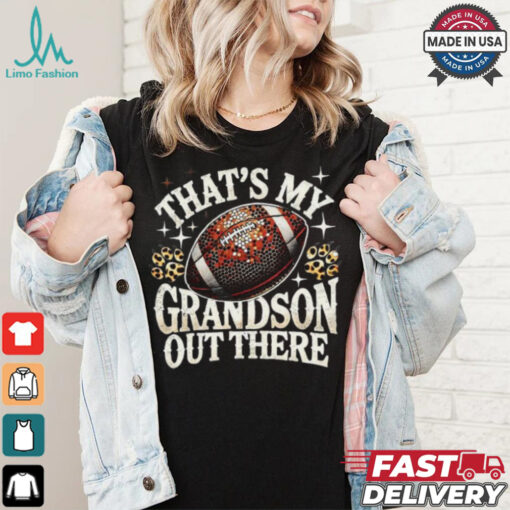 Official That’s my grandson Football game grandma leopard bling bling pullover T shirt