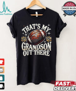 Official That’s my grandson Football game grandma leopard bling bling pullover T shirt