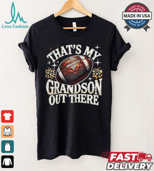 Official That’s my grandson Football game grandma leopard bling bling pullover T shirt