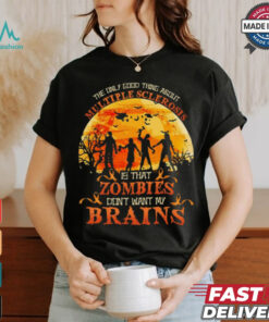 Official The Only Good Thing About Multiple Sclerosis Is That Zombies Dont Want My Brains Halloween 2024 Shirt