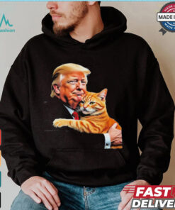 Official Trump Hugging Orange Cat Funny 2024 Election Meme Graphic T Shirt