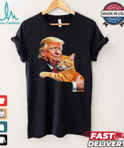 Official Trump Hugging Orange Cat Funny 2024 Election Meme Graphic T Shirt