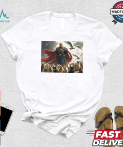 Official Trump president wielding a sword and armor behind his animal friends Vote Trump for president poster t shirt