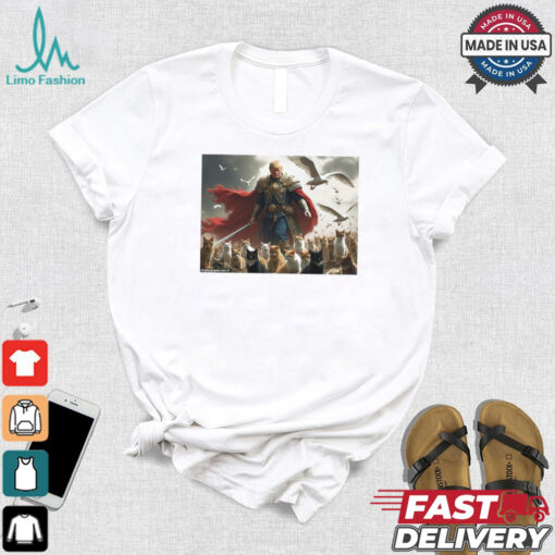 Official Trump president wielding a sword and armor behind his animal friends Vote Trump for president poster t shirt