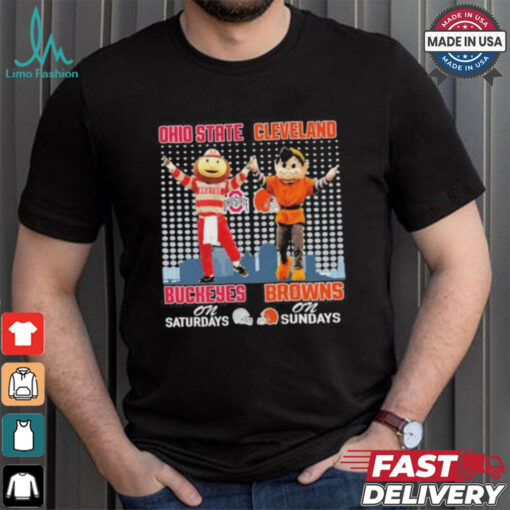 Ohio State Buckeyes On Saturdays and Cleveland Browns On Sundays Mascots T Shirt