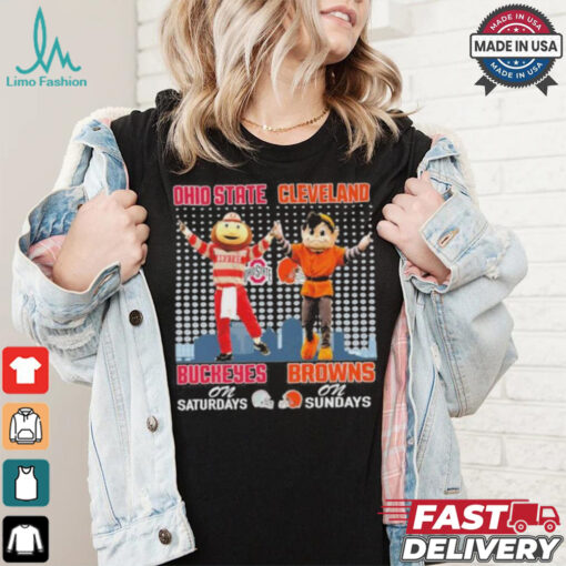 Ohio State Buckeyes On Saturdays and Cleveland Browns On Sundays Mascots T Shirt