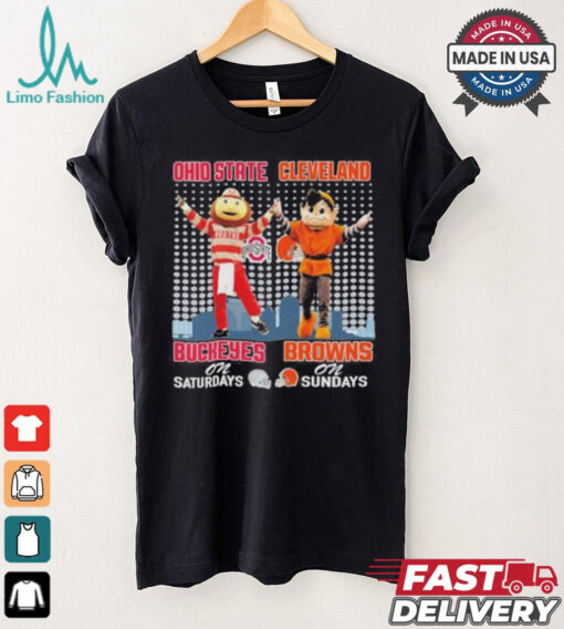 Ohio State Buckeyes On Saturdays and Cleveland Browns On Sundays Mascots T Shirt