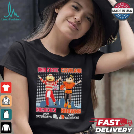 Ohio State Buckeyes On Saturdays and Cleveland Browns On Sundays Mascots T Shirt