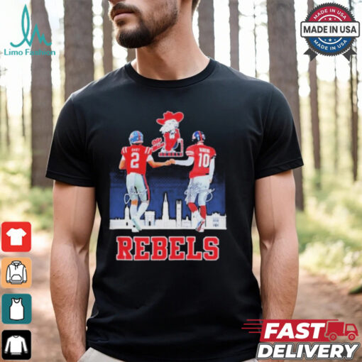 Ole Miss Rebels Jaxson Dart And Eli Manning Rebels City Signatures T shirts