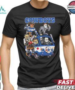 Original Dallas Cowboys NFL Horror Characters Movie Hippie Halloween Shirt