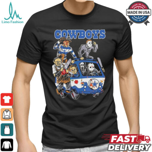 Original Dallas Cowboys NFL Horror Characters Movie Hippie Halloween Shirt