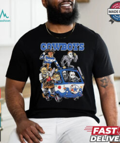 Original Dallas Cowboys NFL Horror Characters Movie Hippie Halloween Shirt