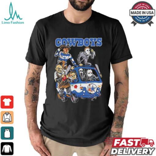 Original Dallas Cowboys NFL Horror Characters Movie Hippie Halloween Shirt