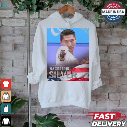 Paris Paralympics 2024 Poster Mixed 25M Pistol SH1 Yan Xiao Gong Silver Medal t shirt