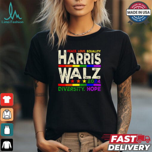 Peace love equality Harris Walz 2024 diversity hope shirt