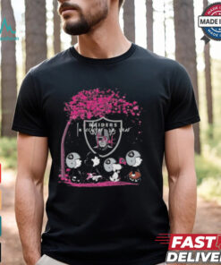 Peanuts Characters Las Vegas Raiders In October We Wear Pink 2024 Shirt