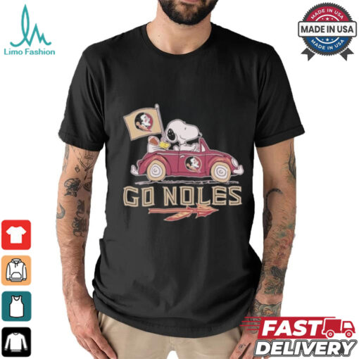 Peanuts Snoopy And Woodstock On Car Florida State Seminoles Go Noles Shirt