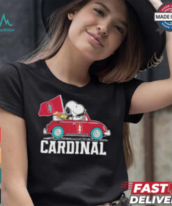 Peanuts Snoopy And Woodstock On Car Stanford Cardinals Shirt