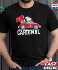 Peanuts Snoopy And Woodstock On Car Stanford Cardinals Shirt