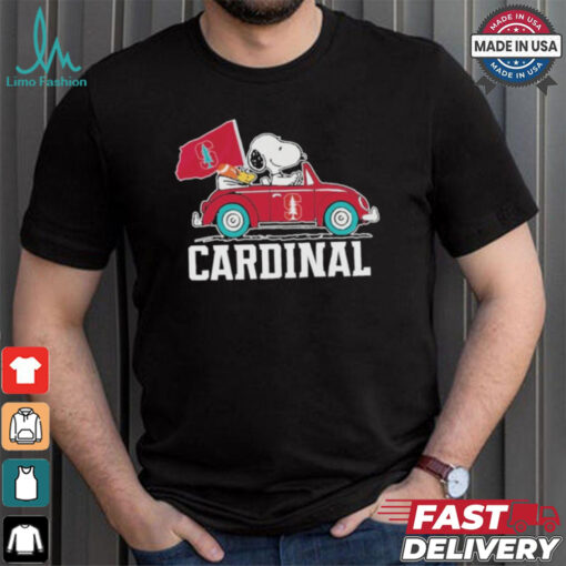 Peanuts Snoopy And Woodstock On Car Stanford Cardinals Shirt