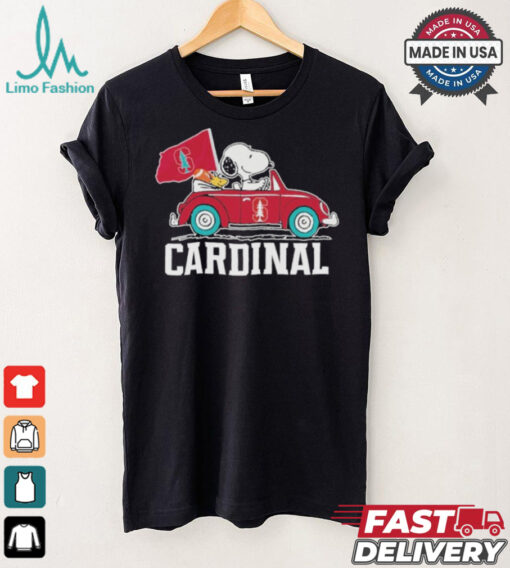 Peanuts Snoopy And Woodstock On Car Stanford Cardinals Shirt