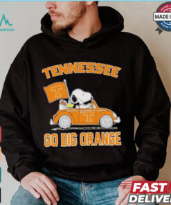 Peanuts Snoopy And Woodstock On Car Tennessee Volunteers Go Big Orange Shirt