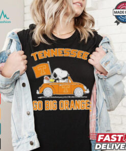 Peanuts Snoopy And Woodstock On Car Tennessee Volunteers Go Big Orange Shirt